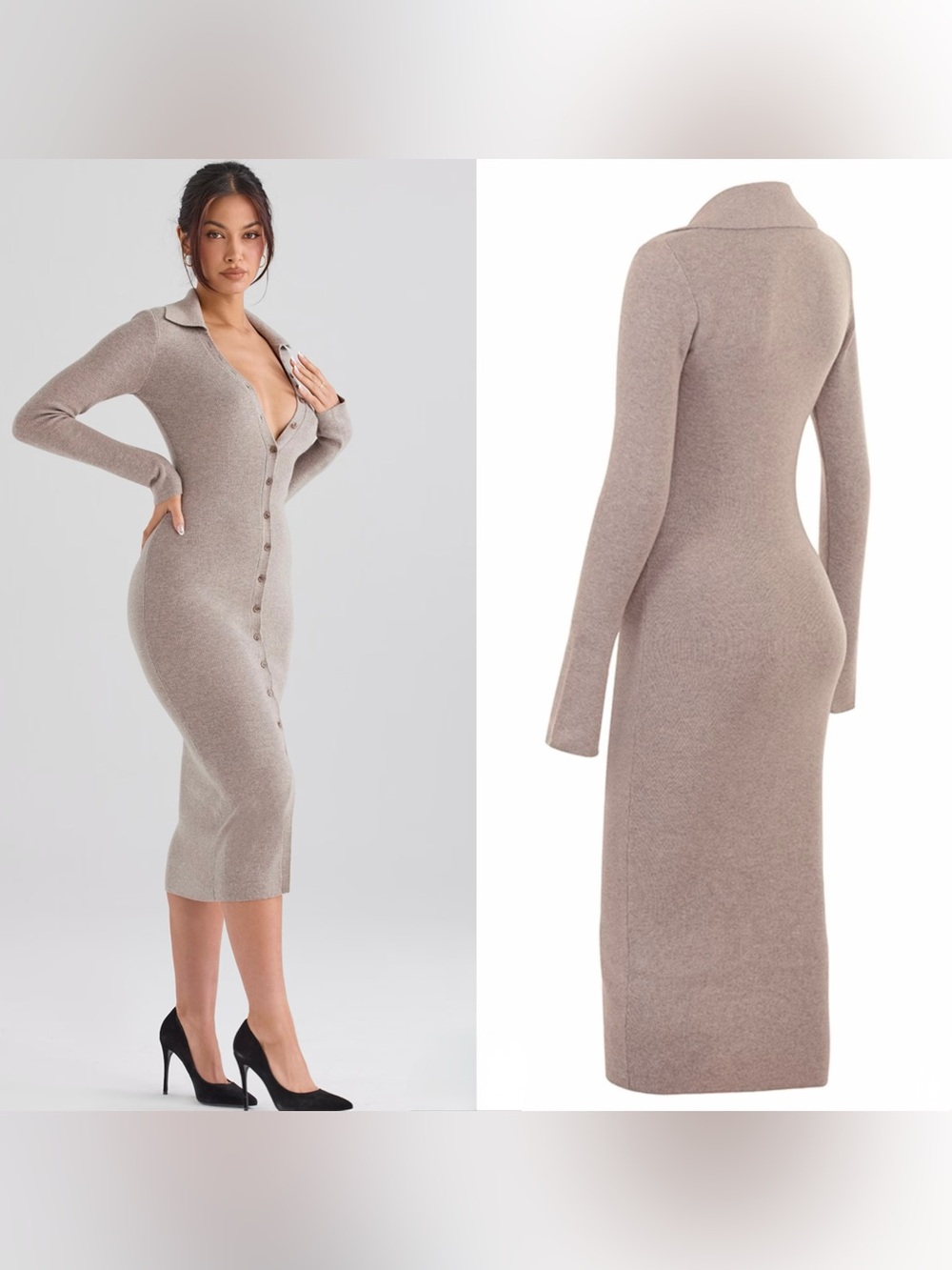 🩷Firm Price🩷House of CB Yvette beige cashmere knit midi dress - Picture 4 of 13